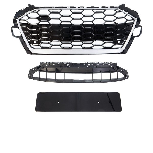 Wabengrill KüHlergrill Schwarz Silber Matt Passt FüR Audi A4 B9 Ab 2019 S-Line-image