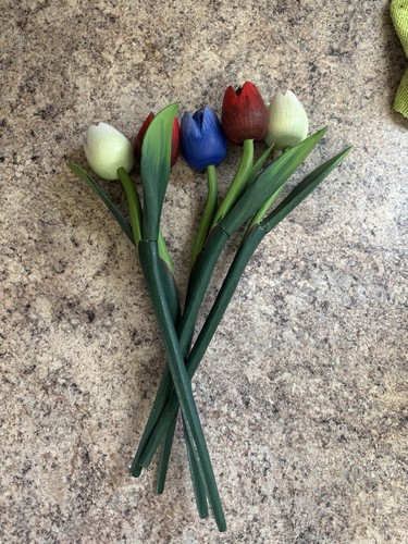Wooden Tulips Handmade Lot of 6
