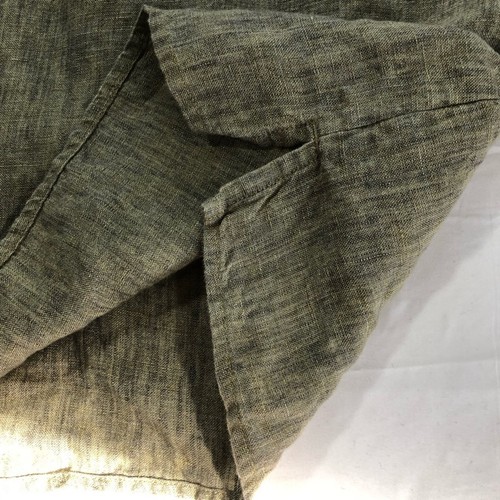 Eileen Fisher organic linen button up short sleeve blouse womens L/XL khaki boxy - Picture 7 of 11