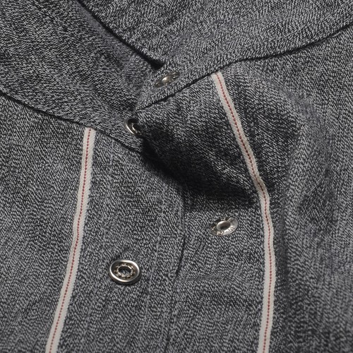 Work Shirt Men's Salt-and-pepper Denim Shirt Long Sleeved Shirt Coat Grey Top - Picture 9 of 13