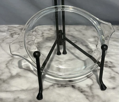 Vintage Pyrex 6 470-C Clear Glass 6” Flat Cover Lid Round Tab Handles