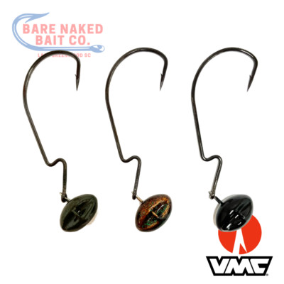 10 Pack Wobble Head Swing Head Biffle Football Jig 4/0 VMC EWG LONG SHANK