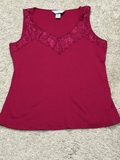 Christopher & Banks Womens Shirt Size Small Pink Lace Basic Camisole Tank