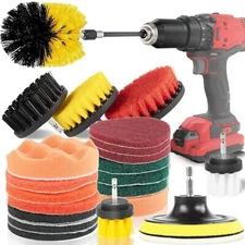 22 Pack Drill Brush Cleaning Kit Nylon Brushes & Scouring Pads for All Surfaces
