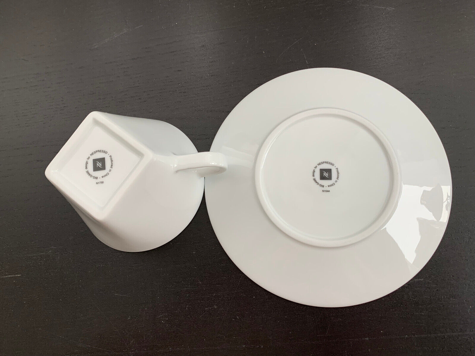 Nespresso Coffee Cup & Saucer Set Big Game White Espresso Latte Cappuccino