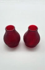 Brooke Glass Company Ruby Red Hobnail lamp shade - Set of 2
