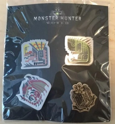 Monster Hunter World Official Pin Badge Set Promotional (New) Fan Merch Capcom