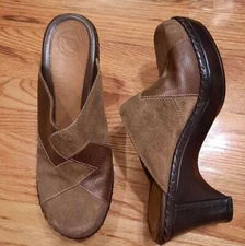 Nurture Brown Suede Leather Clogs - Size 8M