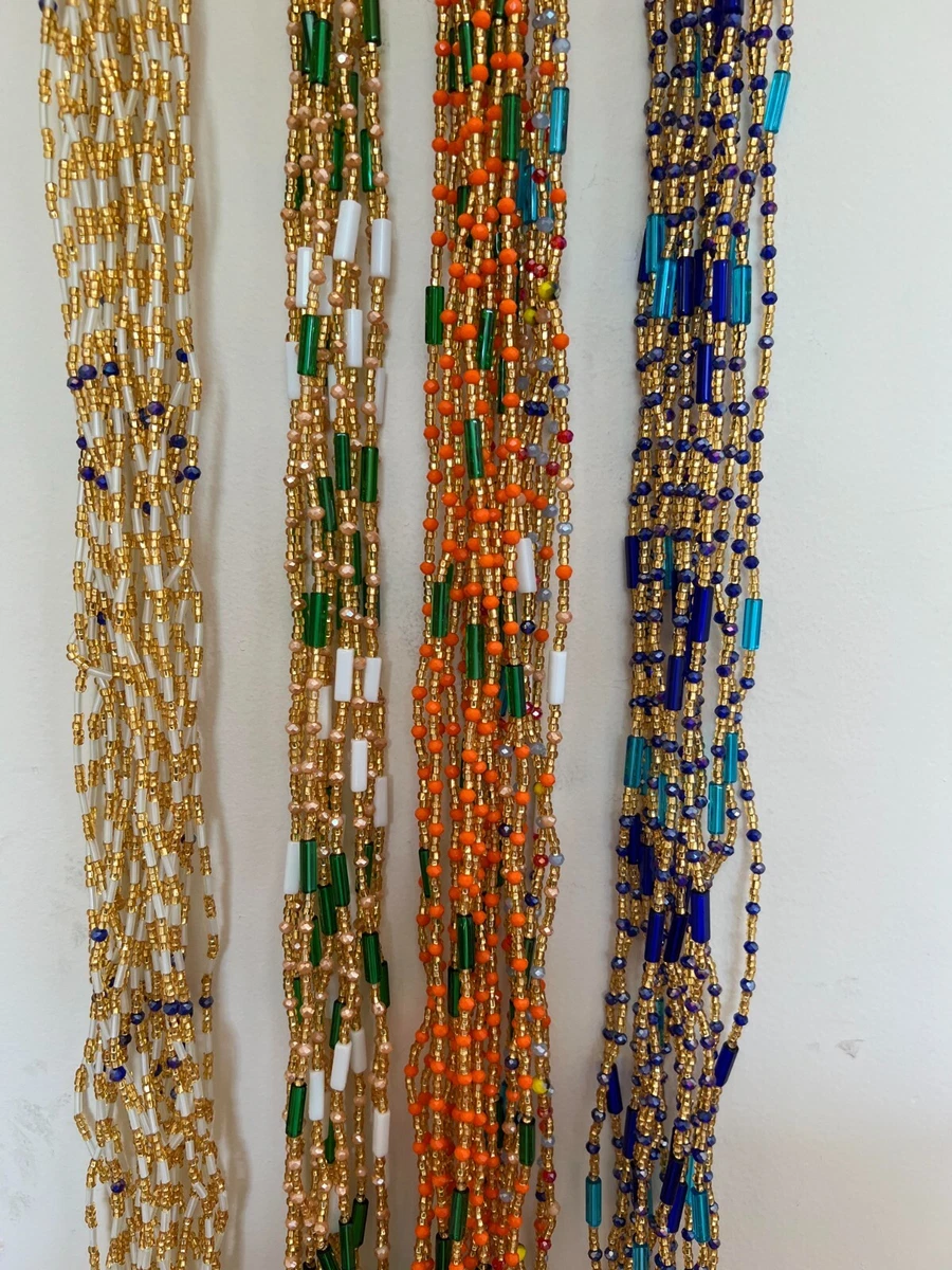 Set of Elastic African waist beads, Weight loss belly chain, Colorful waist  bead