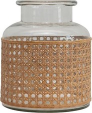 8"H Glass Vase with Decorative Cane Sleeve  6.75"L x 6.75"W x 8"H  	Glass