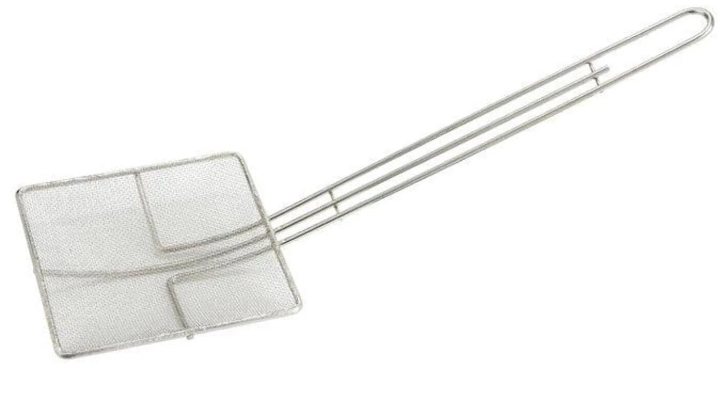 Commercial Square Mesh Nickel Skimmer 6.75-Inch, Professional Kitchen Skimmer
