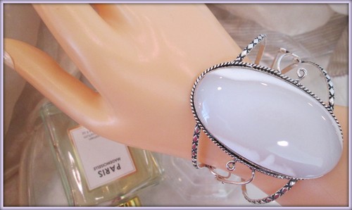 MOONSTONE HUGE NATURAL GEMSTONE LADIES CUFF BRACELET MADE WITH 925 SILVER - Picture 5 of 7