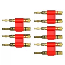 Double High Quality Gold Plated Speaker Banana Plug, Red, 4mm Plug 5pcs