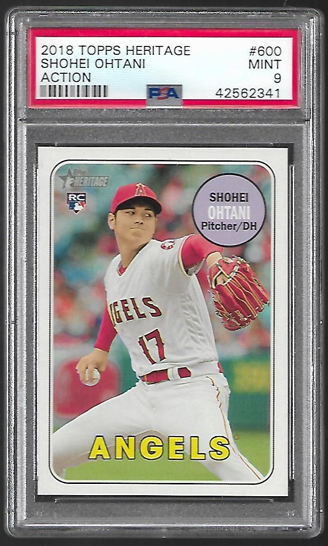 2018 Topps Heritage SHOHEI OHTANI Action Variation Rookie-Angels PSA MINT 9 #600