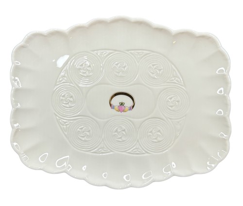 Vintage Irish Parian Donegal China Claddagh Platter Tray 9.75" x7.75" Scalloped