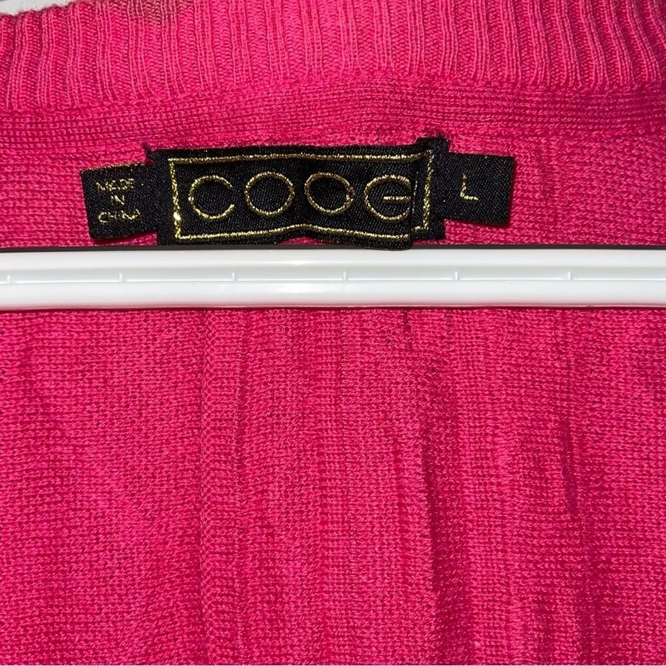 Coogi Sweater women's L Pink Cardigan V Neck Grandpa Button Front ...
