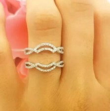 Enhancer Guard Band Ring 2Ct Round Cut Simulated Diamond 14k White Gold Plated