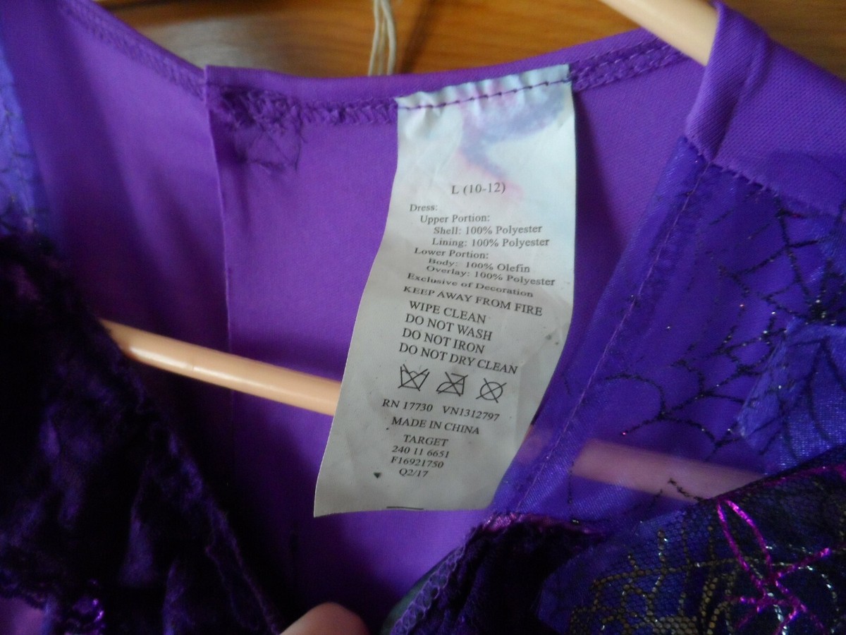 Purple & black Witch Costume Fancy Dress silver web accents size L