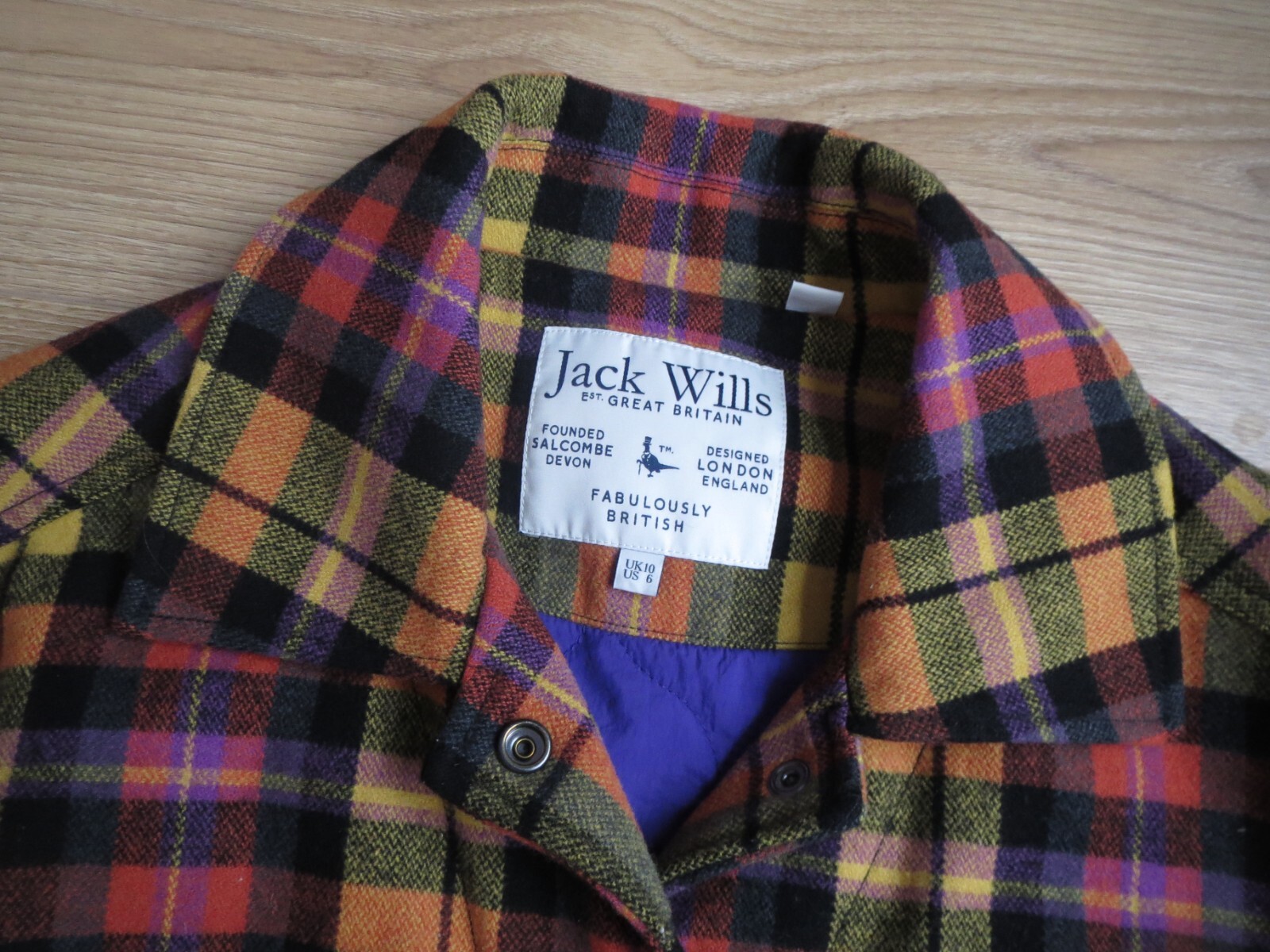 JACK WILLS Ladies Lumberjack Style Jacket - Size 10 Loose Fit - Multi Colour image 2