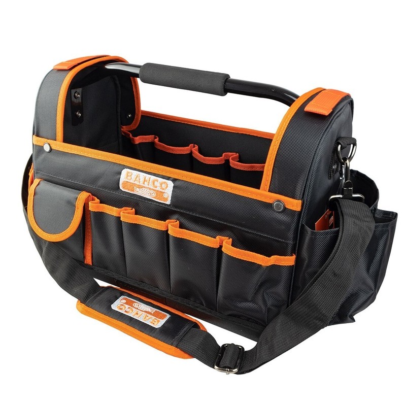 BAHCO 450mm 17" Hard Base Open Tote Multi Pocket Storage Hand Tool Bag, 3100TB