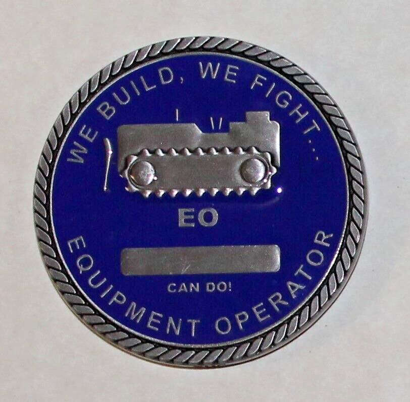 US Navy Seabee CB Equipment Operator EO Blue Enamel Navy Challenge