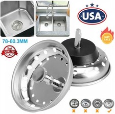 2  Kitchen Sink Basket Strainer Stainless Steel and Drain Stopper Fits most US