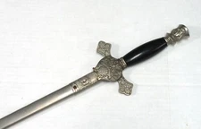 VINTAGE KNIGHTS OF COLUMBUS CEREMONIAL SWORD & SHEATH ENGRAVED E.E.B.