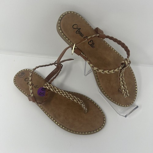 Anna & Elle Boho Womens Open Toe Flat Sandal Size 6.5 Buckle Close up - Picture 3 of 24