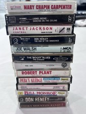 Huge Cassette Tape Lot Joe Walsh Robert Plant Moody Blues Bill Monroe Don Henly