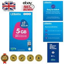 5GB Data Plan SIM with International Minutes - Lebara Mobile, £2.50, No Contract