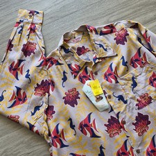 Vintage 50s Style Repro Long Sleeve Aloha HAWAIIAN Shirt by Pearl Diver 48" L/XL