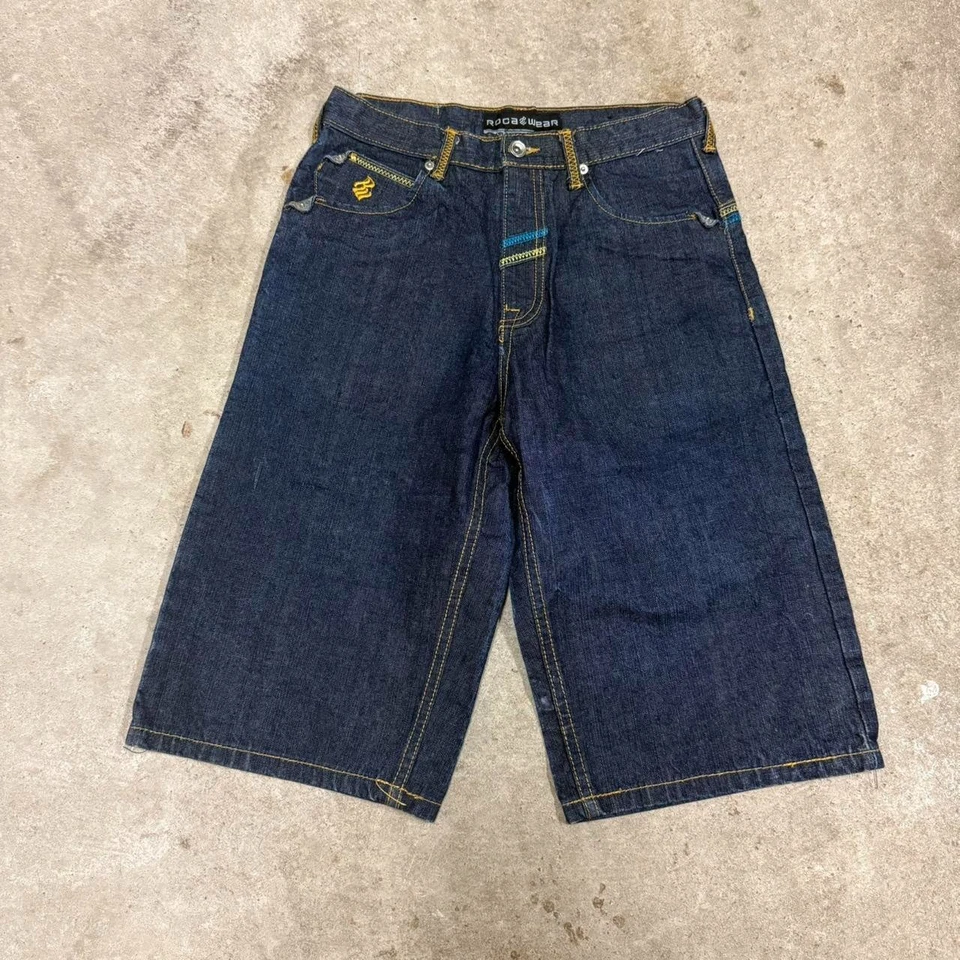 Vintage Y2K Rocawear Baggy Blue Shorts JNCO Style Skater Streetwear Grunge 28 - Image 2 of 2