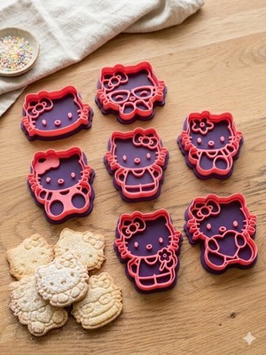 Hello Kitty Ausstechformen Set | 7 entzückende Posen | 3D Druck Fondant Präger