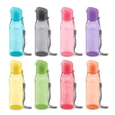 Konvolut 8 eckige Sport Wasserflaschen aus Kunststoff mit breitem Hals