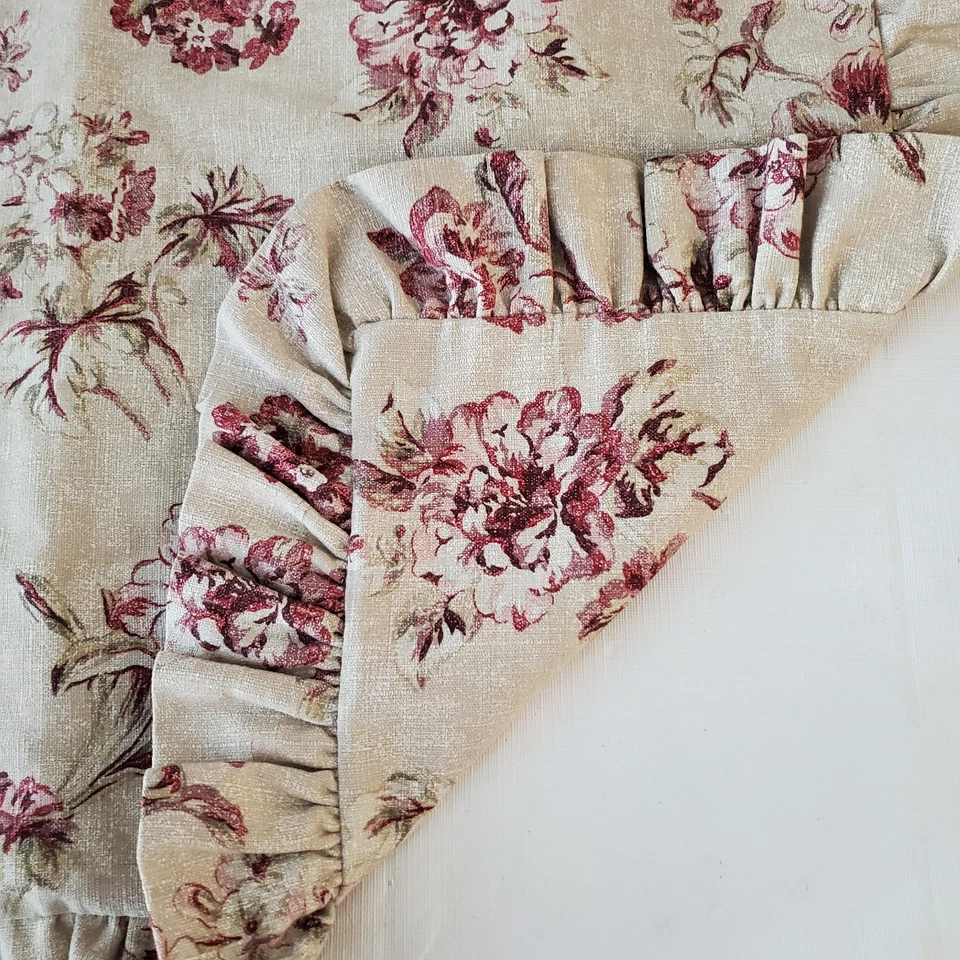 EDDIE BAUER Home STANDARD Shams Floral Ruffled Beige/Red Cottage Set of 2 USA - Image 4 of 4