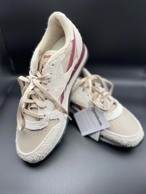 Reebok Classic Leather Sneakers in Beige and Burgundy