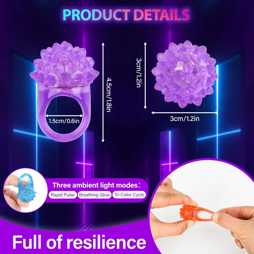 Paquete de 25 anillos de iluminación LED - joyas brillantes para fiestas, aula, Pascua Foto 3 de 4