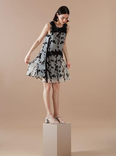 Women Desigual Dress Grey Chiffon 34