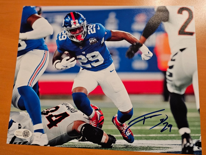 Tyrone Tracy Jr signed New York Giants 8x10 photo autograph COA NY auto