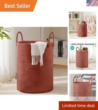 Cotton Rope Laundry Hamper Basket, 58L Blanket Basket for Nursery Large Wov...