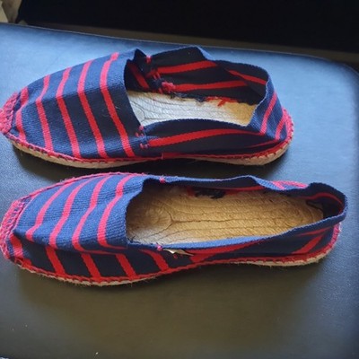 French Espadrilles (Sandals) Size EU 37 / US 5.5 Color Blue w/Red Strips