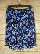 TALBOTS A-Line Pleated Skirt BLACK BLUE PINK FLORAL size 8P Flowy Summer Chic