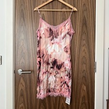 Topshop Pink Abstract Crinkle Lace Detail Strappy Mini Slip Dress UK 12 NEW