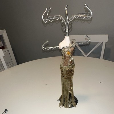 Dress Form Metal Hanging Jewelry Stand, 12 Hooks Necklace Bracelet Ring Holder