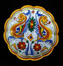 A8 - BELLISSIMO VECCHIO PIATTO IN CERAMICA MAIOLICA DERUTA 24,50 cm.