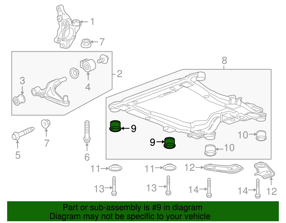 Genuine GM Drivetrain and Front Suspension Frame Front Insulator 13248620 - Image 2 of 3