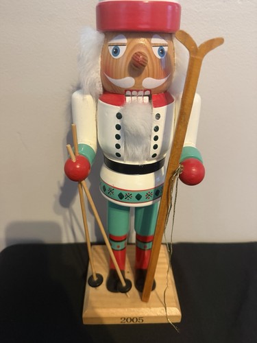 Limited Edition Wooden Skier Nutcracker w/ Faux Fur, 2005 MPN 11428/11964