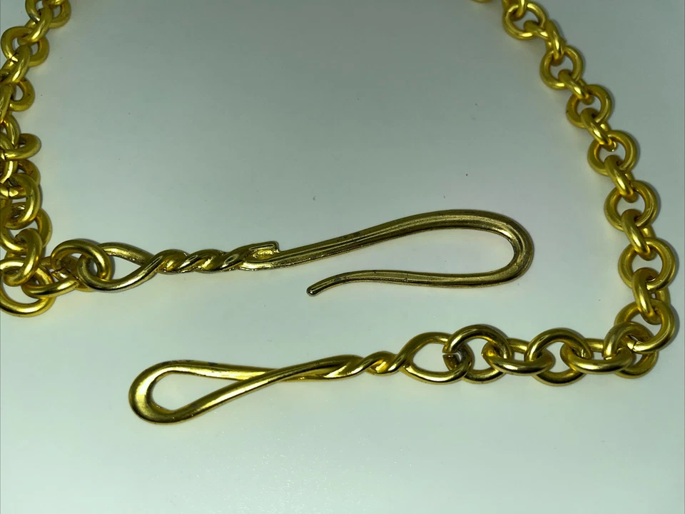 复古黄金金属链链鱼钩式腰带项链 S 32 英寸独特珠宝 Mod — 第 3/4 张图片