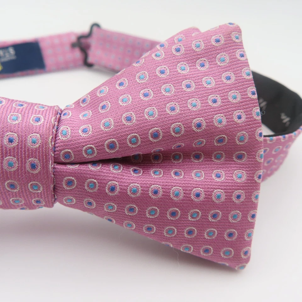 Pajarita Stafford Rosa Azul Lunares 2.25" Ancho Preatado Poliéster Foto 2 de 4