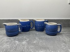 Vintage blue Devon ware small milk jugs / bud vases / Ornaments X4